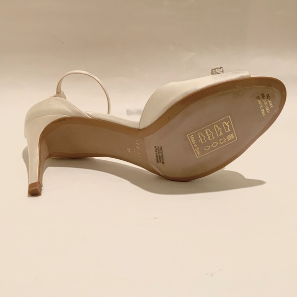 Ted Baker Gleamy Crystal Embellished White Satin Sandals Open Toe Evening Shoes - Picture 9 of 10